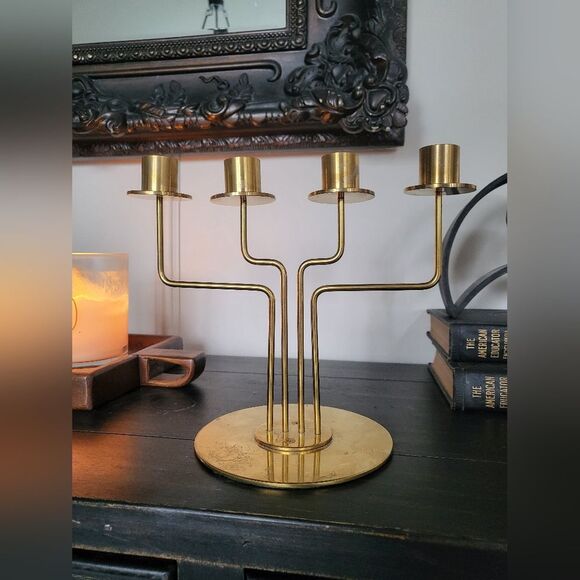 IKEA Parlband Candelabra Gold 4 Candle Stick Holder Brass Vintage - Picture 1 of 8